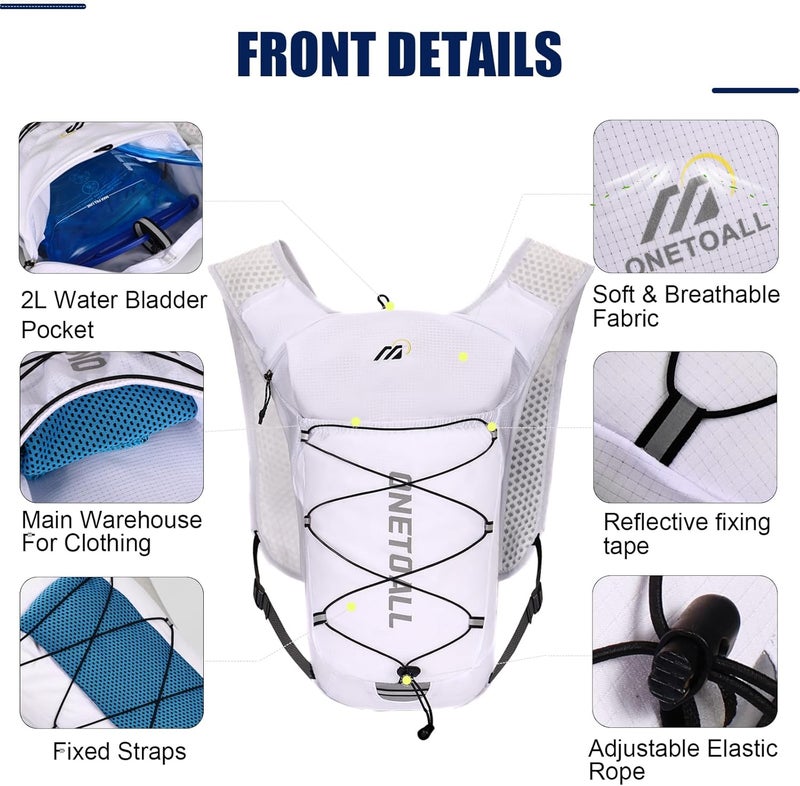 ONETOALL Running Vest for Women & Men, 6L Hydration Backpack with 2L Water Bladder, Lightweight Water Backpack for Trail Running, Marathon, Hiking, Cycling, Jogging, Adjustable Fit - Image 4